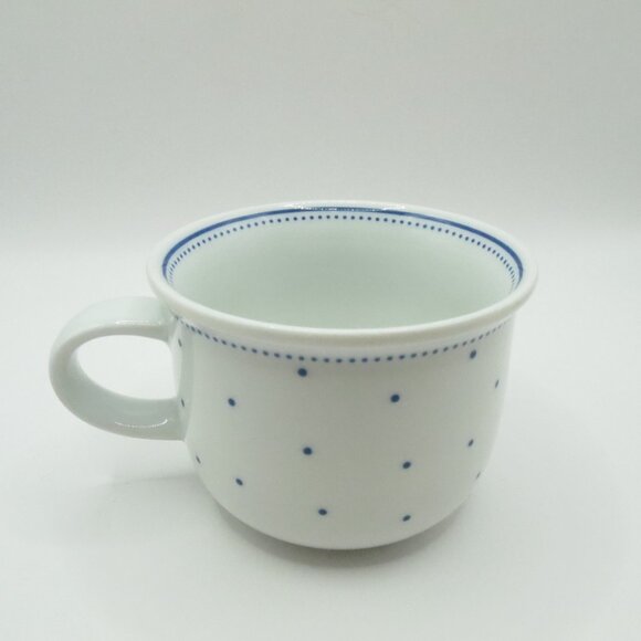 Arzberg Lagune Coffee Tea Mug Cup & Saucer Blue Dots White Stoneware Germany - Picture 3 of 8